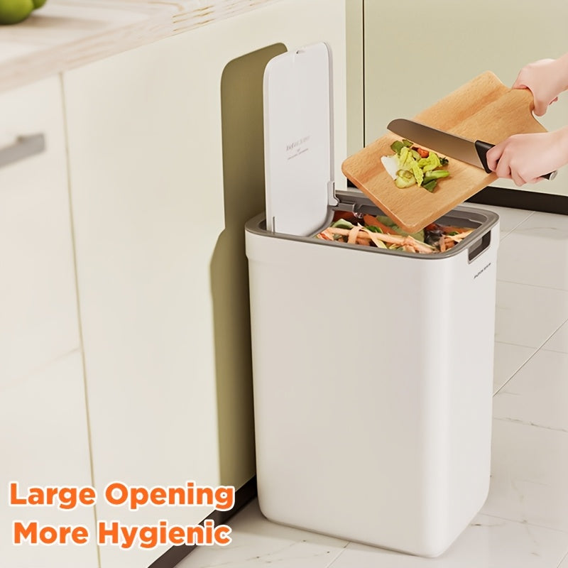 1pc Joybos Wall-Mounted Trash Can with Odor-Sealing Lid, Space-Saving No Power Needed, Durable Plastic Rectangular Design for Bathroom, Bedroom, Office & Dorm, Bathroom Waste Bin, Minimalist Design, Easy to Clean, Odorsealing Bin, Office Supplies