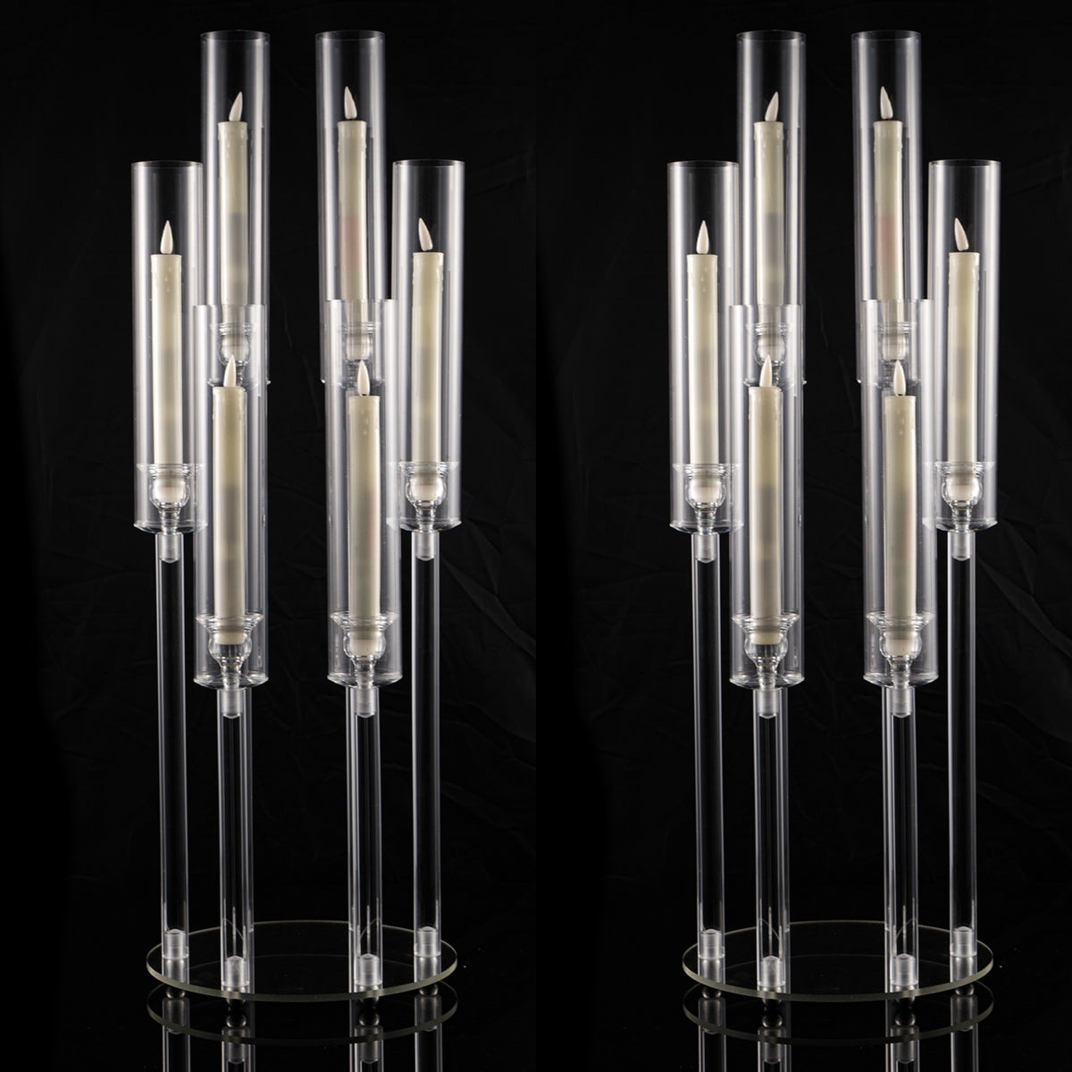 2/4/10/12/20pcs Christmas Acrylic Candleholders For Wedding Bulk, 26.8in Clear Candelabra 6 Arm Candlestick Candle Holder Acrylic For Home Decoration, Party Table Center, Valentine's Day, Anniversary