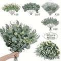Artificial Greenery Stems, 100-Piece Eucalyptus and Mixed Leaf Bouquet Filler for DIY Wedding Centerpieces, Vase Arrangements and Indoor Home Decor