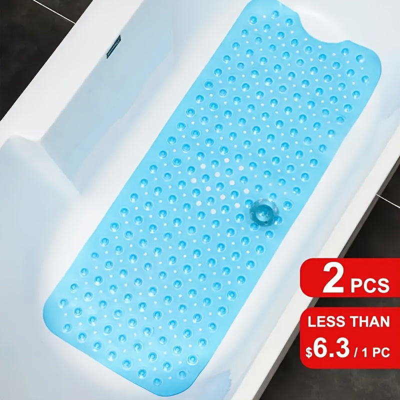 Extra Long Non-Slip Bath Mat with Suction Cups - Large Bath, Machine Washable Quick-Dry Shower Carpet with Drain Holes, Non-Slip Bathtub Mat for Bathroom, Shower, Tub - Enhanced Safety & Comfort, Wet Area Protection, Textured Surface, Durable Construction