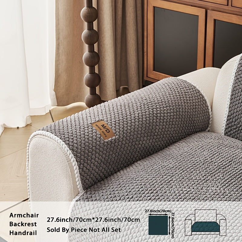 [Plush Sofa Cover] 1pc Bohemian Plush Sofa Cover with Cushion Compatible for Sofa Types, Fit Sofa Cover Suitable for Single/Double/Triple/Quad Sofas, Machine Washable Pet-Friendly Cover for Cats & Dogs, Warm Cushion Pad for