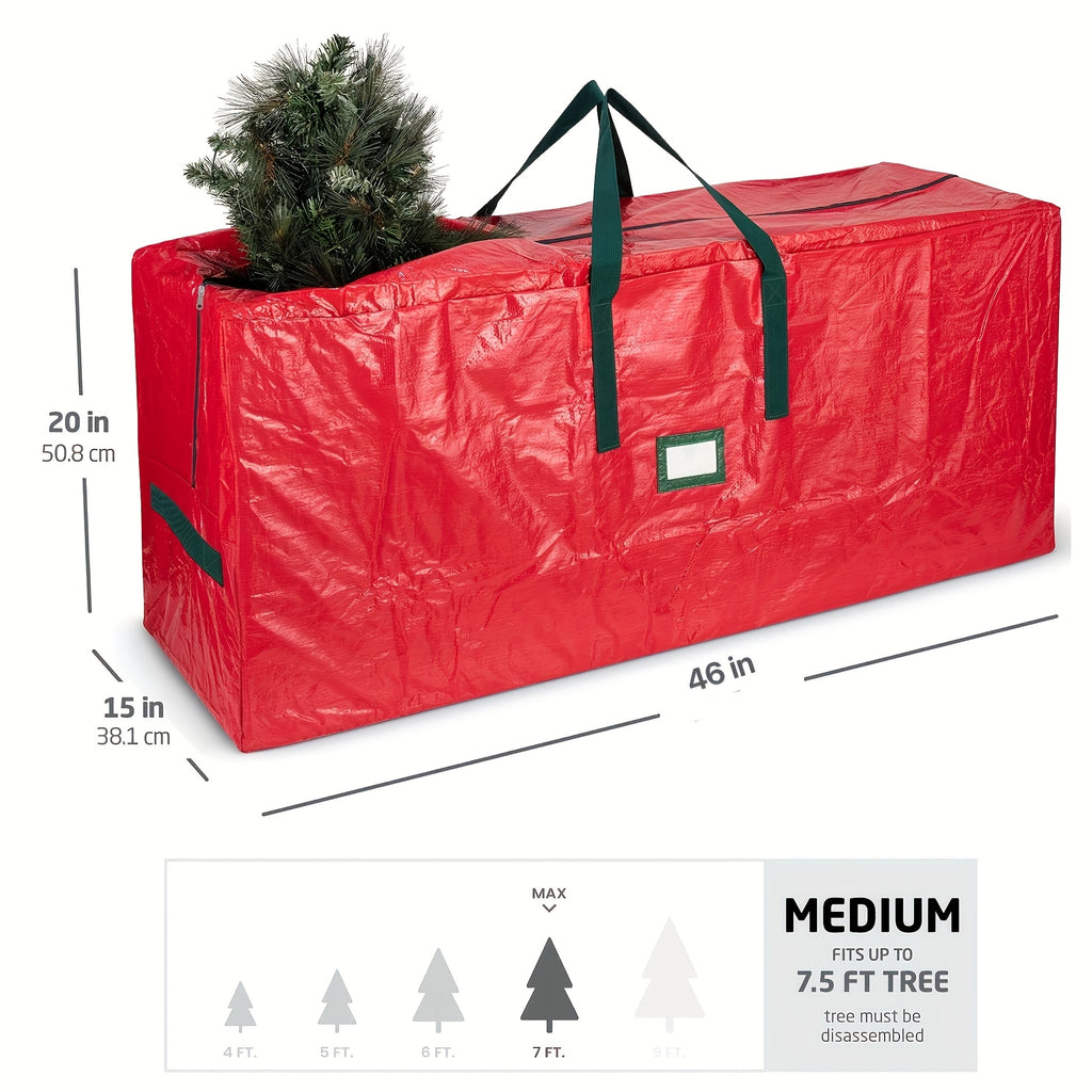 7.5ft Christmas Tree Storage Bag - Durable Heavy Duty Extra Large Artificial Xmas Holiday Tree Bag with Reinforced Handles And Dual Zippers Wide Opening - Red, Tree Storage