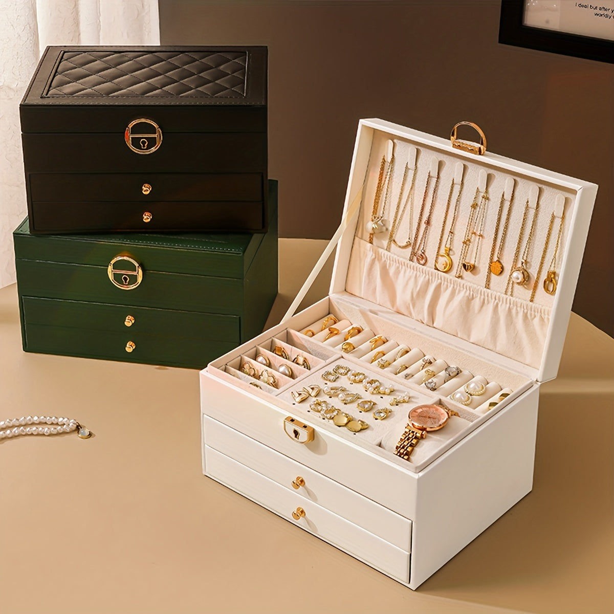 KYPHIREL - Premium Jewelry Storage Box for Necklaces, Earrings, Studs, Bracelets, Rings, and Exquisite Golden Jewelry - Large Capacity - Mother's Day Gift, Father's Day Gift, Teacher's Day Gift, Halloween, Thanksgiving, Christmas, Gift, Jewelry Boxes