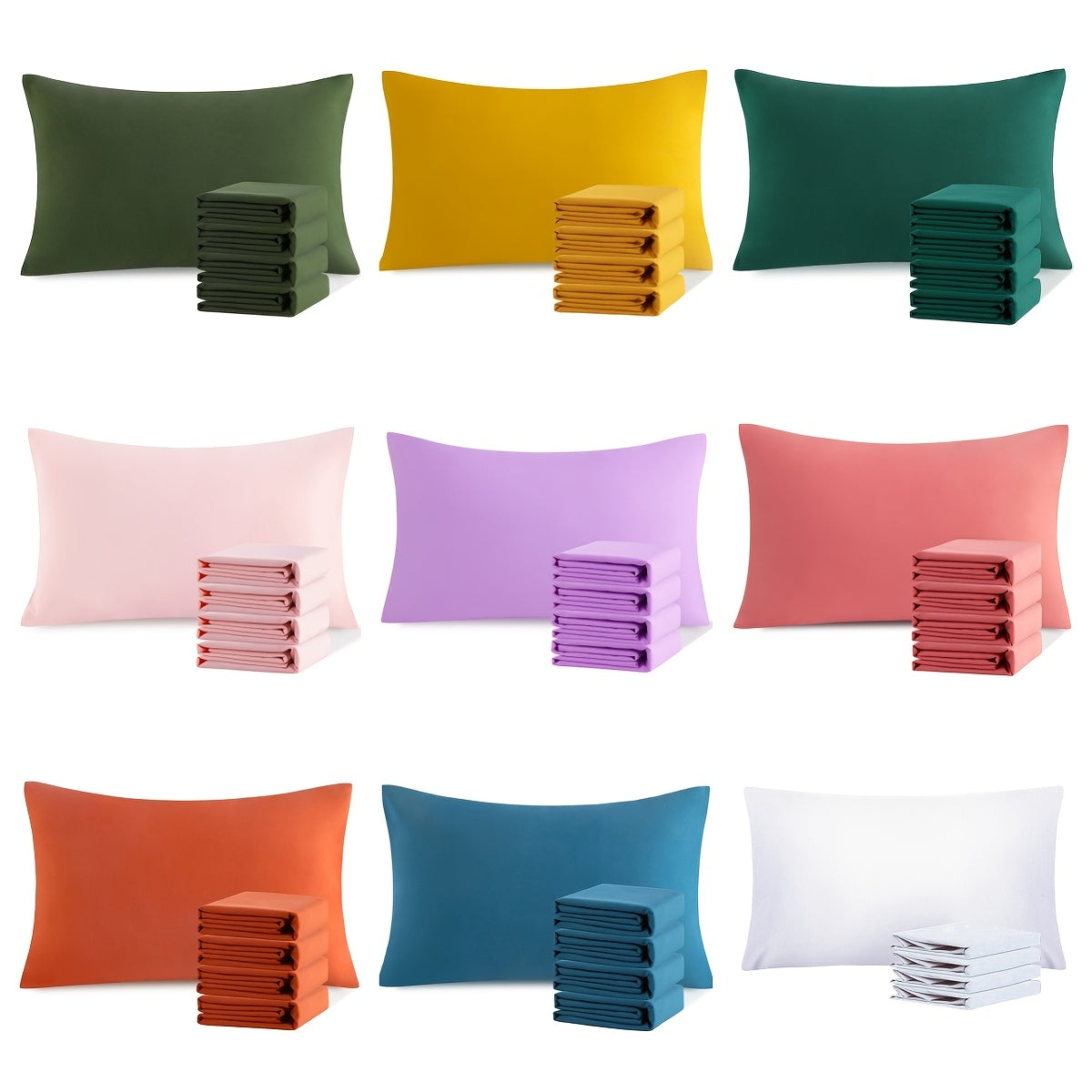 4 Pack 20x30 Brushed Microfiber Pillowcases | Envelope Closure, Soft, Wrinkle-Free, Fade-Resistant, Solid Color, Viscose Blend