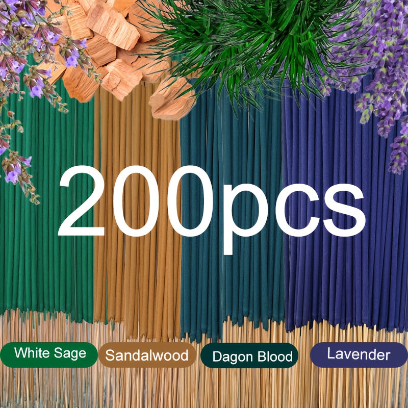 4 Sets Of 200 Aroma Sticks - Including Jasmine, Rose, Patchouli, And Sacred Wood Scents - Suitable For Purification, Yoga Meditation, And High-concentration, Long-lasting Fragrance; A Great Gift For Friends And Family.