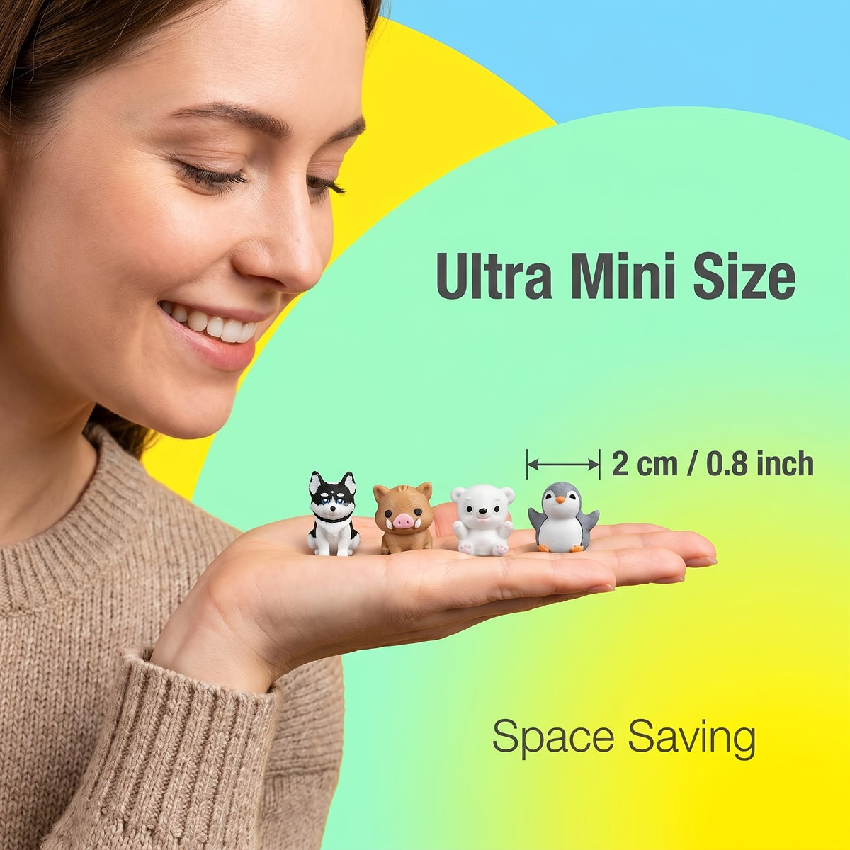 30/50/100/150pcs Multi-color Printing 6 Mini Animal 3D Printed Statue Ornaments for Home Decoration, Colorful And Exquisite Decorations, Suitable for Fairy Gardens, Landscapes, No Batteries Required, PLA Material, Christmas Styles Are Random.
