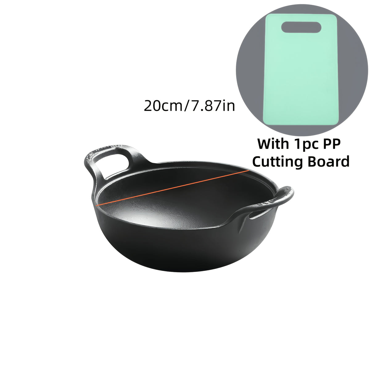 1/2pcs 20cm/7.87in Heavy-Duty Cast Iron Skillet with 2 Handles, Non-Stick, And Without Lid, Even Heat Distribution, Durable, for Home, Restaurant, Outdoor BBQ, Camping, Oven & Stovetop Use, Grilling Steaks & Baking, Versatile, Bbq Essentials