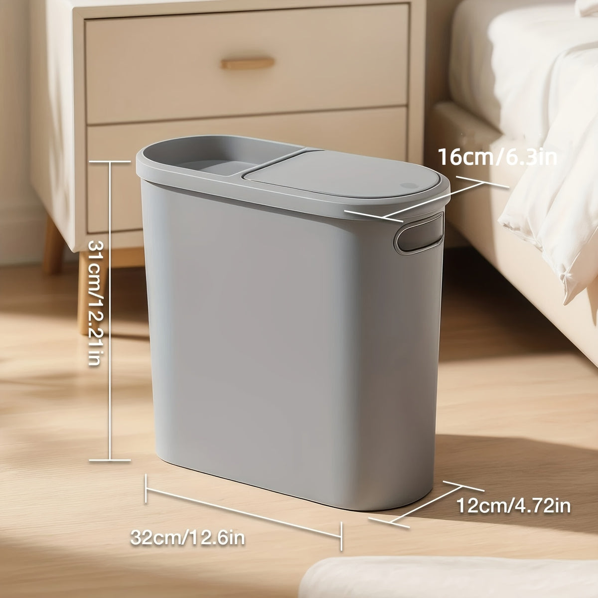 2/1pc Bathroom Trash Can, Compact And Durable Plastic Wastebasket With Built-in Handles, Easy To Clean, Rustproof, Space-Saving Design, Ideal For Small Spaces In Bathroom, Laundry, And Home Office