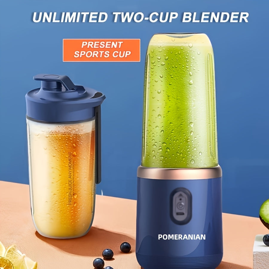 Portable Double Cup Fruit And Vegetable Juicer, Made of Food Grade ABS, with a Capacity of 1500Mah Rechargeable Battery, Gift Box, Multifunctional Juicer, Kitchen Supplies, Essential for Summer Fruit Juicing