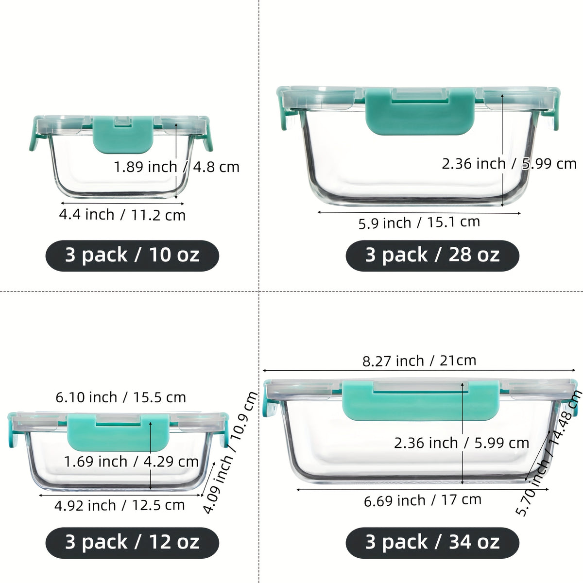 24pcs (12 Lids+12 Glass Bowl) Borosilicate Glass Food Storage Containers with Airtight Lids, Ideal for Meal Prep, Lunches - Microwave and Dishwasher Safe