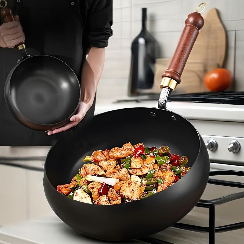 PokEpic Japanese Wok, Ideal for Pots And Pans Set, Large Bellied Non Stick Cookware, Heat Resistant Handle, Fit Gas Induction Stoves, Pressure Cooker Fast Stew, Chafing Dish Alternative, Kitchen Accessories & Gadgets, for Camping, Soups Stewing