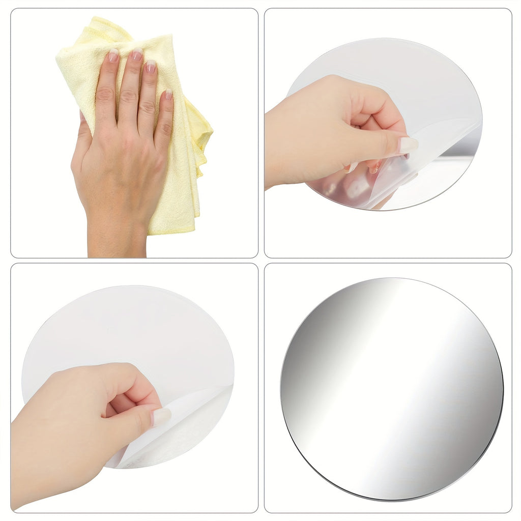 Round Mirror Wall Stickers, 50-Piece Self-Adhesive Acrylic Circle Decals in 0.9–5.9 Inch Sizes for DIY Bedroom, Bathroom and Office Decor