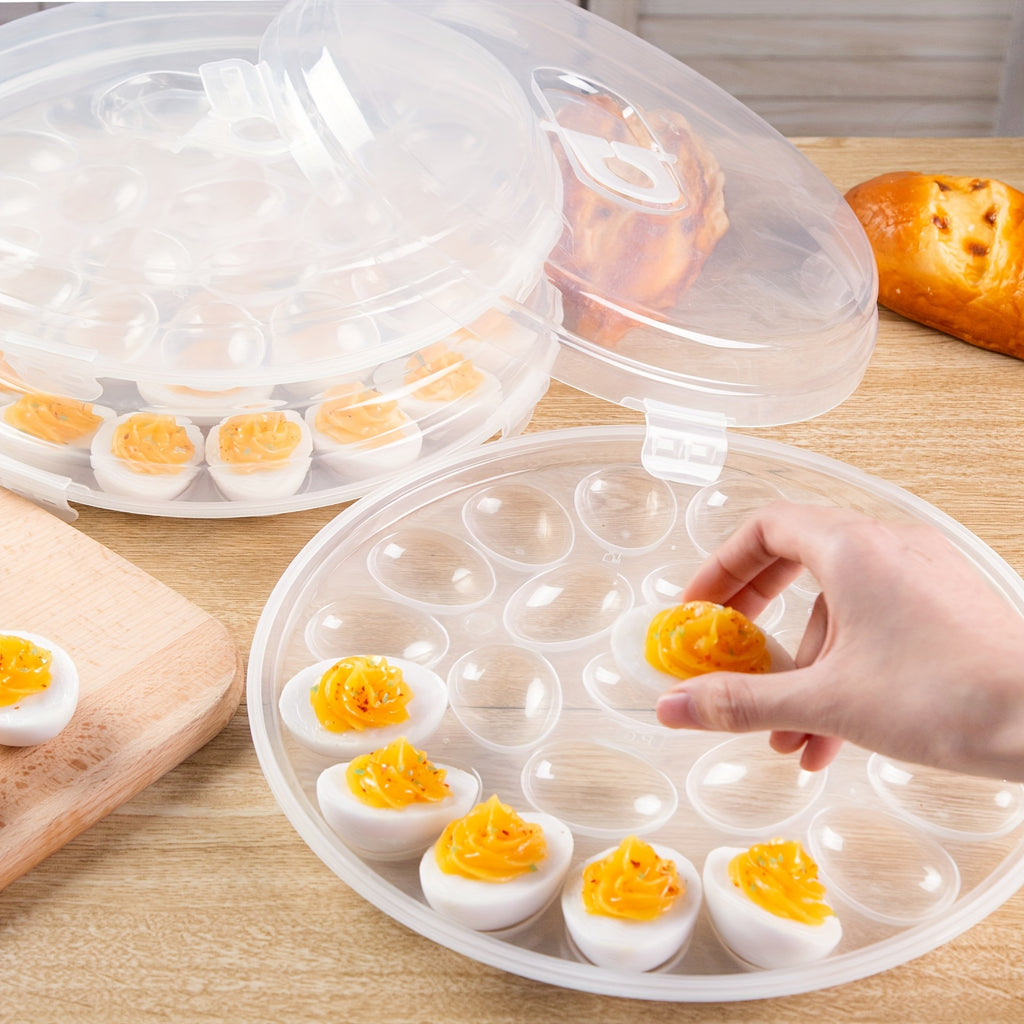 3pcs Deviled Egg Containers with Lid, Deviled Egg Platter with 66 Slots Portable Egg Containers Carrier Holder Trays for Party, Home Kitchen, Outdoor Activities