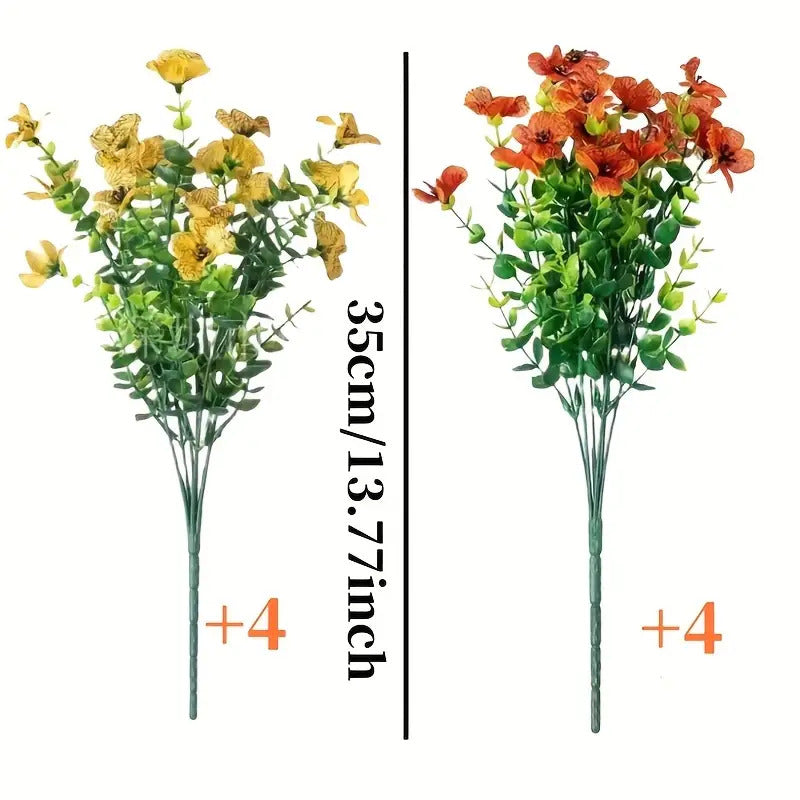 Artificial Chrysanthemum Bouquets, 8-Piece Mixed Autumn Flower Set with Orange-Inspired Fall Styling for Home, Porch, Garden and Wedding Decor