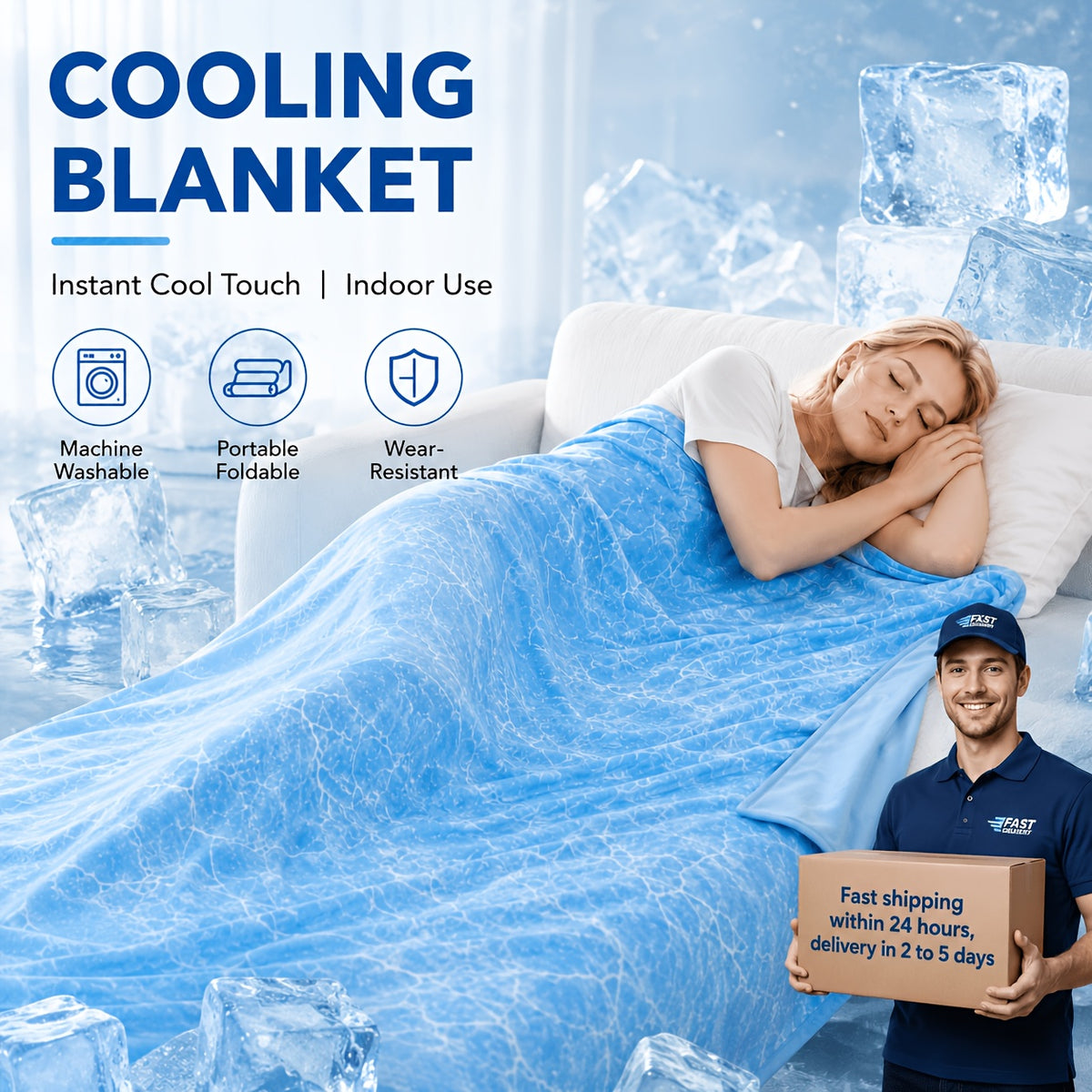 Cooling Blanket for Hot Sleepers, Lightweight Breathable Summer Blanket, Soft Cool-Touch Fabric, Machine Washable Bed & Sofa Blanket for Bedroom, Guest Room, Home Office, Travel And Everyday Indoor Use