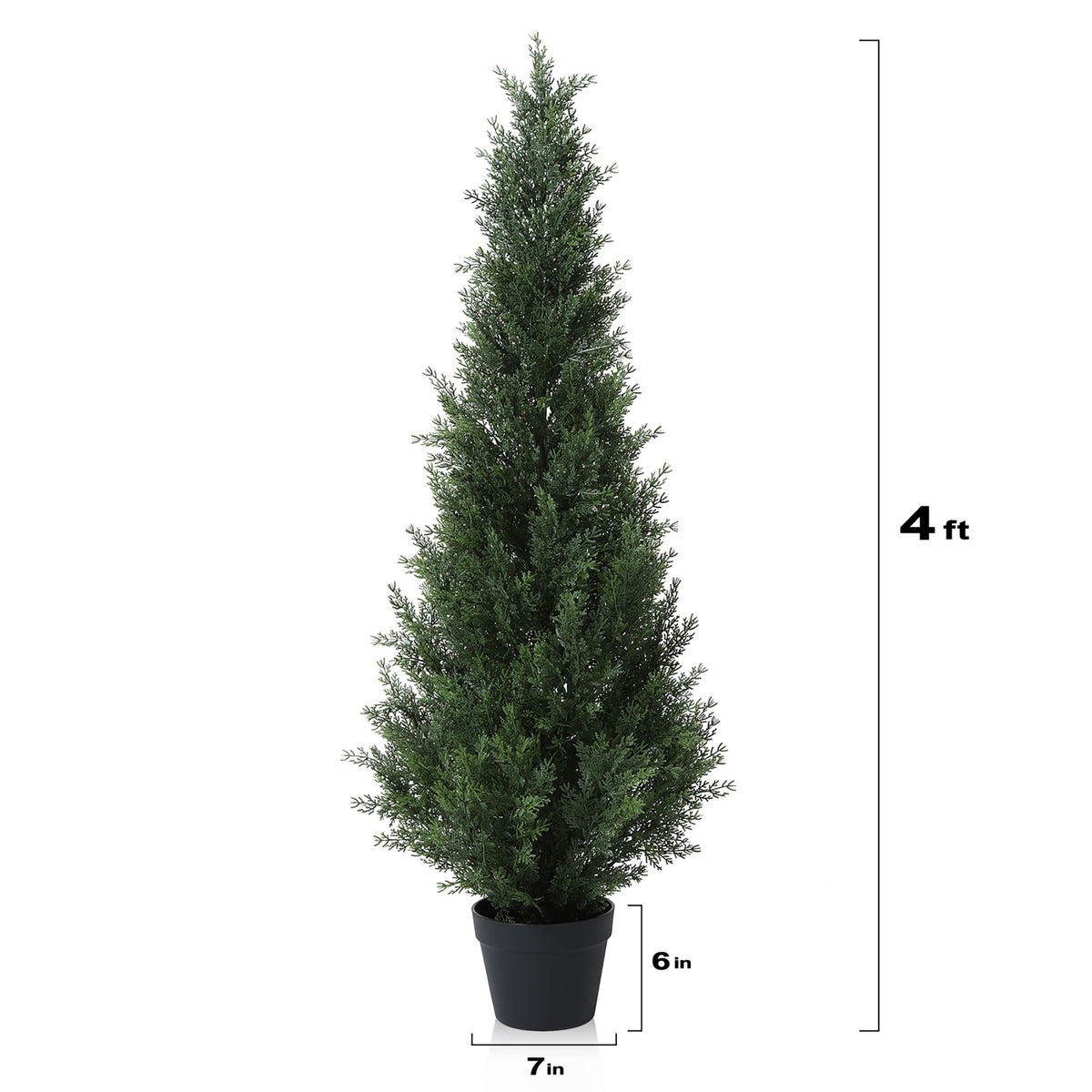 Outdoor Artificial Topiary Cedar Tree - 1pc/2pcs Fake UV Rated Potted Plants - 3/4/5FT Faux Pine Bushes And Shrubs For Front Porch Home Office Decor