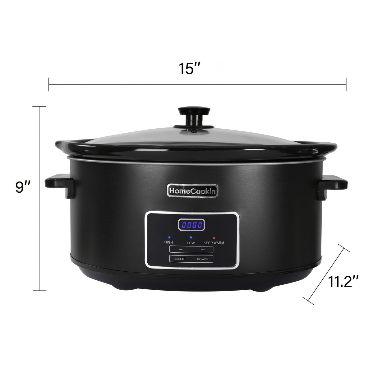 Homecookin Digital Slow Cooker with Non-Stick Ceramic Bowl - Programmable Countdown Timer & Keep Warm Function, Perfect for Family Meals, Soups, Stews, Holiday Cooking, House Party