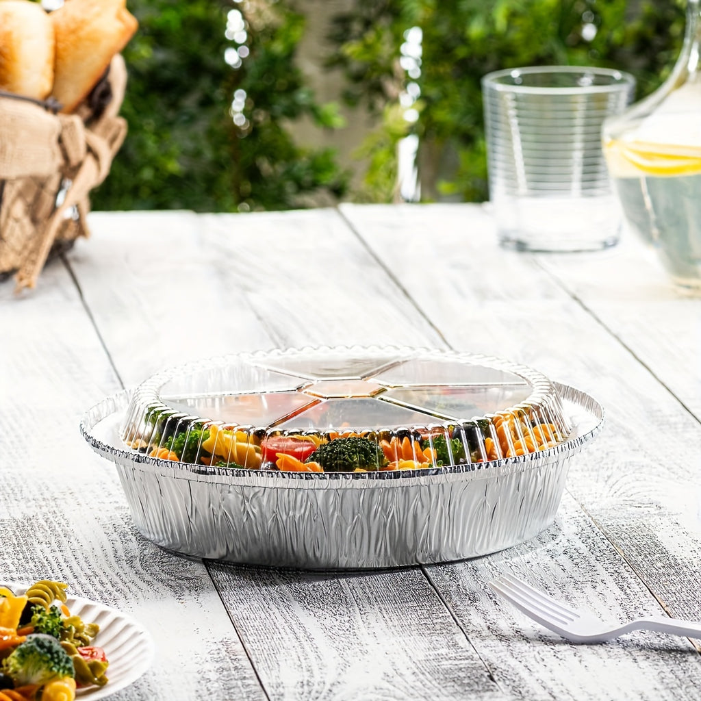 40pcs Disposable Aluminum Foil Baking Pan Set (including 20 Bases + 20 Lids) - 7-inch Round Baking Pan, Suitable for Baking, Keeping Warm, and Serving - Round Aluminum Foil Baking Pan with Lid - Mother's Day - Air Fryer - Oven - Birthday Party