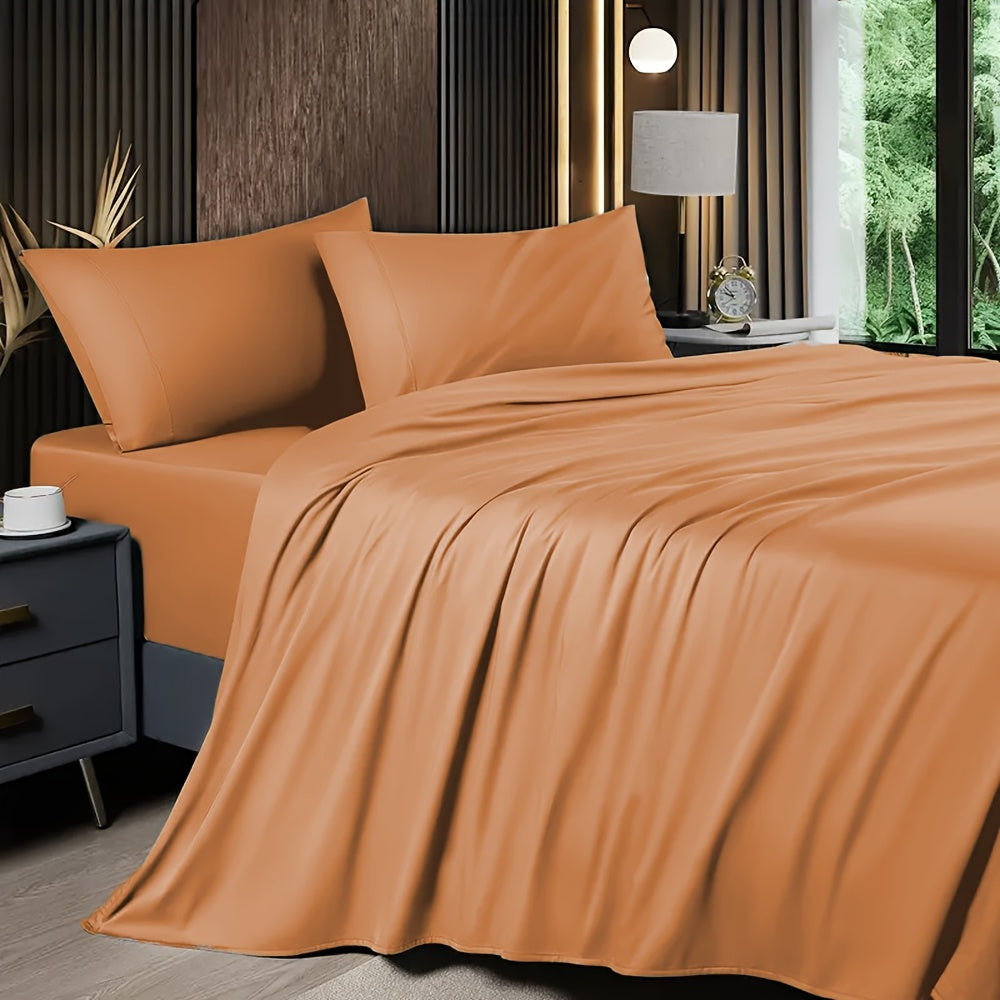 4pcs 2200TC Cooling Bamboo Bed Sheet Set Summer Chill Collection-16" Deep Pocket - Ultra Soft Luxury Bedding W/ Flat Sheet, Fitted Sheet & Pillowcases (Beat The Hea Stay Cool All Night) Queen Size Sheet Set Breathable Sheets Sets Queen Size Gifts