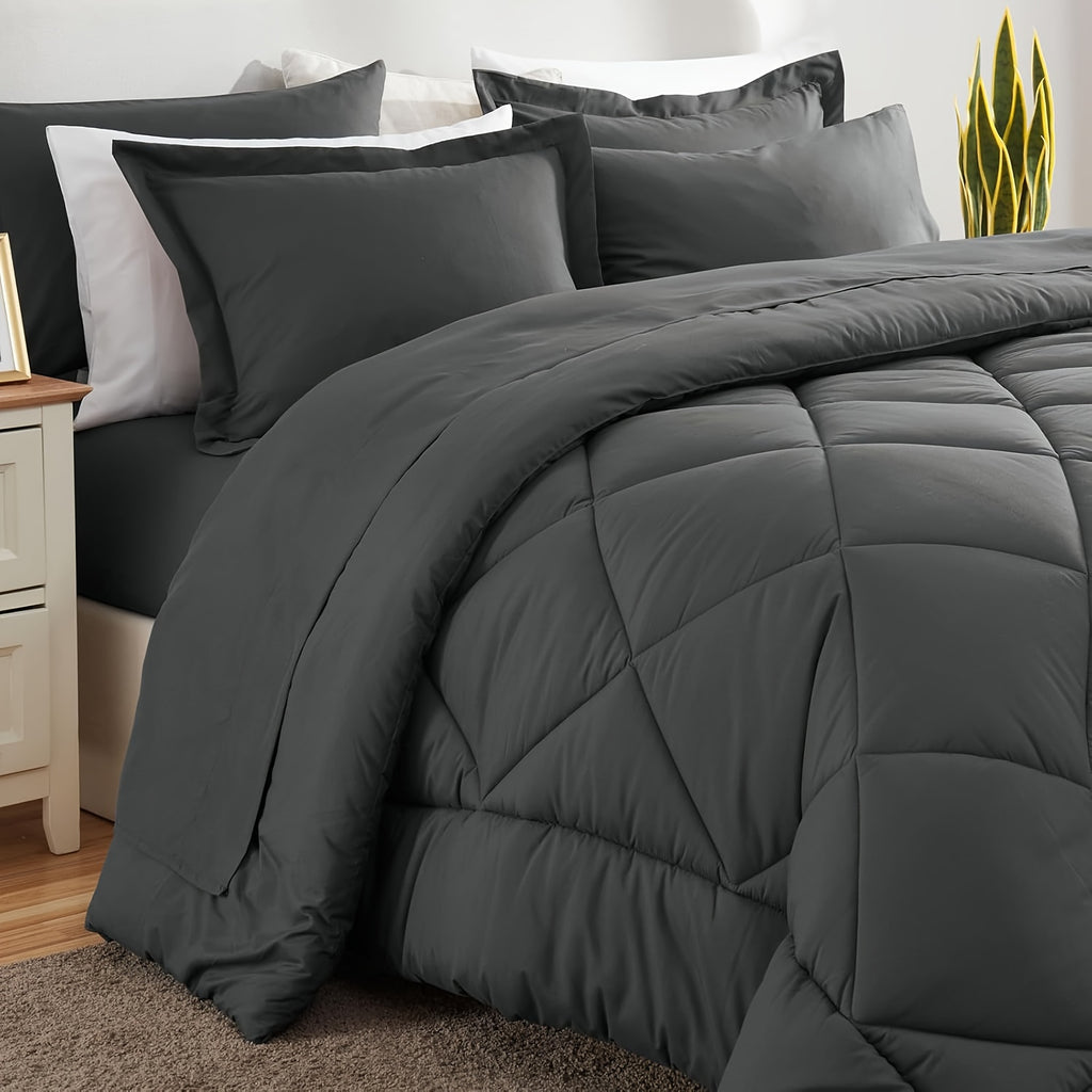 2/3pcs Luxury Comforter Set Warm & Soft & Breathable - Quilted Bedding With Fluffy Fill - Perfect For All Seasons With 1 Comforter And 1/2 Pillowcases-Random Color