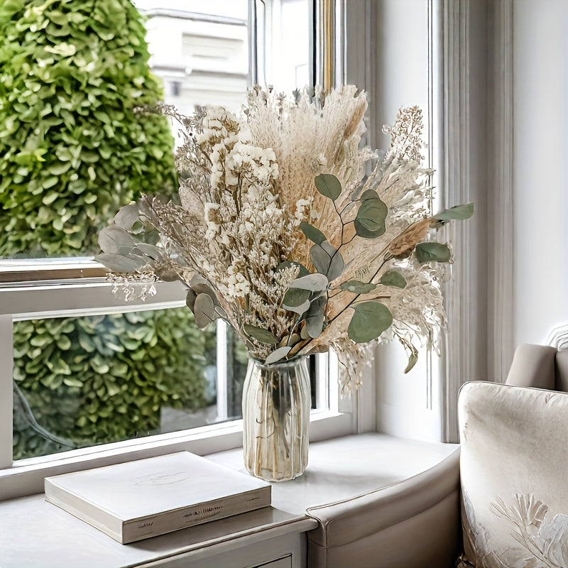 42pcs FORTUNATE FLOWERS Boho Pampas Grass Set, Olive Green Bathroom Decor And Boho Wedding Bouquets, Natural Dried Flower Decor - Unleash Your Creativity with Stylish, Versatile Dried Greenery & Greenhouse Decoration