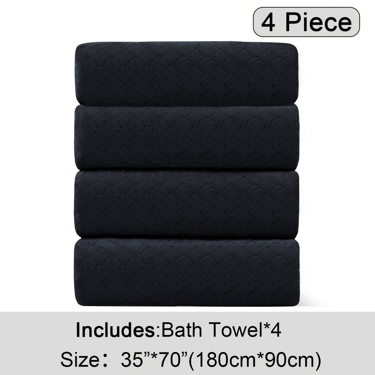 4pcs Oversized Bath Towel Set in Sleek Blue - Ultra Soft, Highly Absorbent, Quick-Dry Microfiber with Diamond Pattern - Includes 4 Bath Towels, and Matching Beach Chair Cover - Ideal for for Bathroom Hotels Gym, Valentine's Day Gift, Wash Cloths