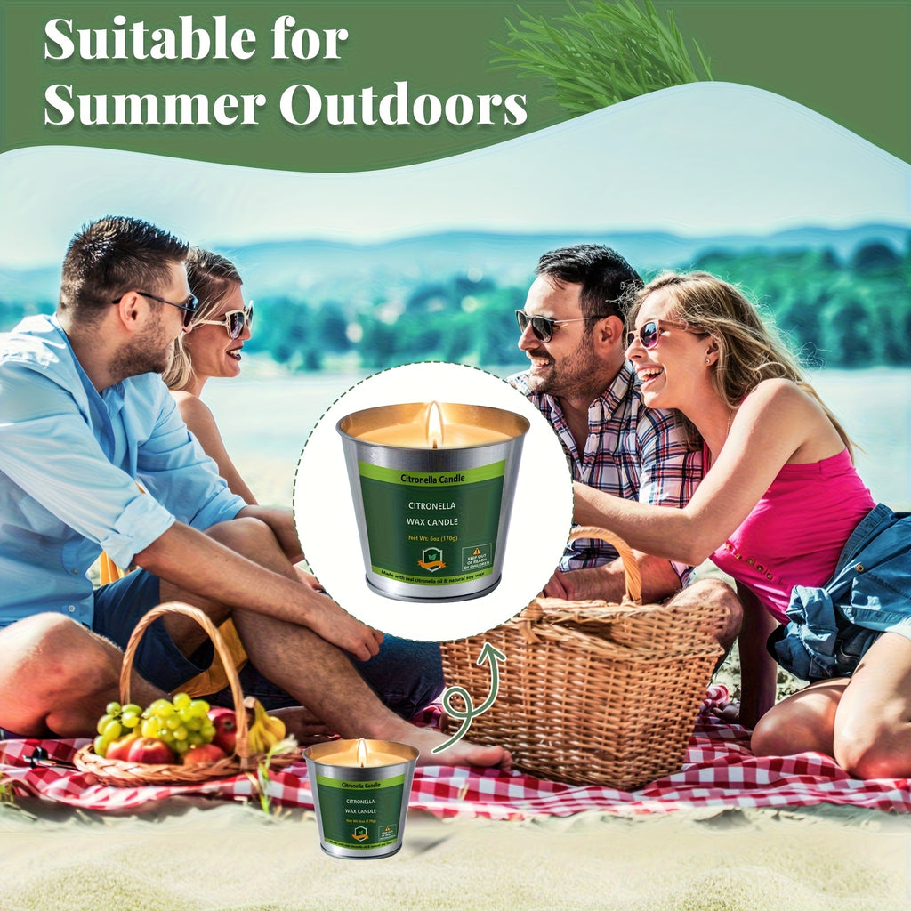 4pcs Citronella Candles Outdoor, 6oz Pack Of 4 128 Hours Burning, Citronella Candles Set Outside for Party Hiking Camping Patio BBQ Deck Lanai Garden Yard Home, Home Decor, Father's Day Gift