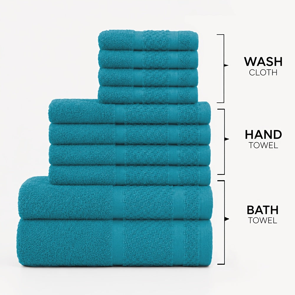 32pcs/16pcs/10pcs Bath Towel Set, 4pcs Bath Towels&2pcs Hand Towels&4pcs Washcloths, Solid Color, Cotton Towel, Absorbent, Quick-drying, Soft And Comfortable, Bathroom Supplies, Towels for Bathroom, Shower And Hotel