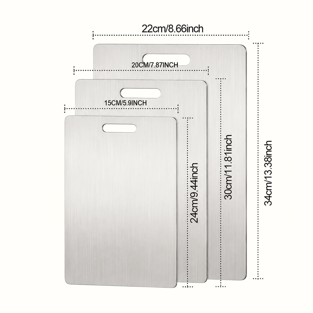 3pcs Premium Stainless Steel Cutting Board Set- Durable, Easy to Clean, Kitchen Ready, Space-Saving, Rust-Resistant, and BPA-Free, Safe for Food Preparation