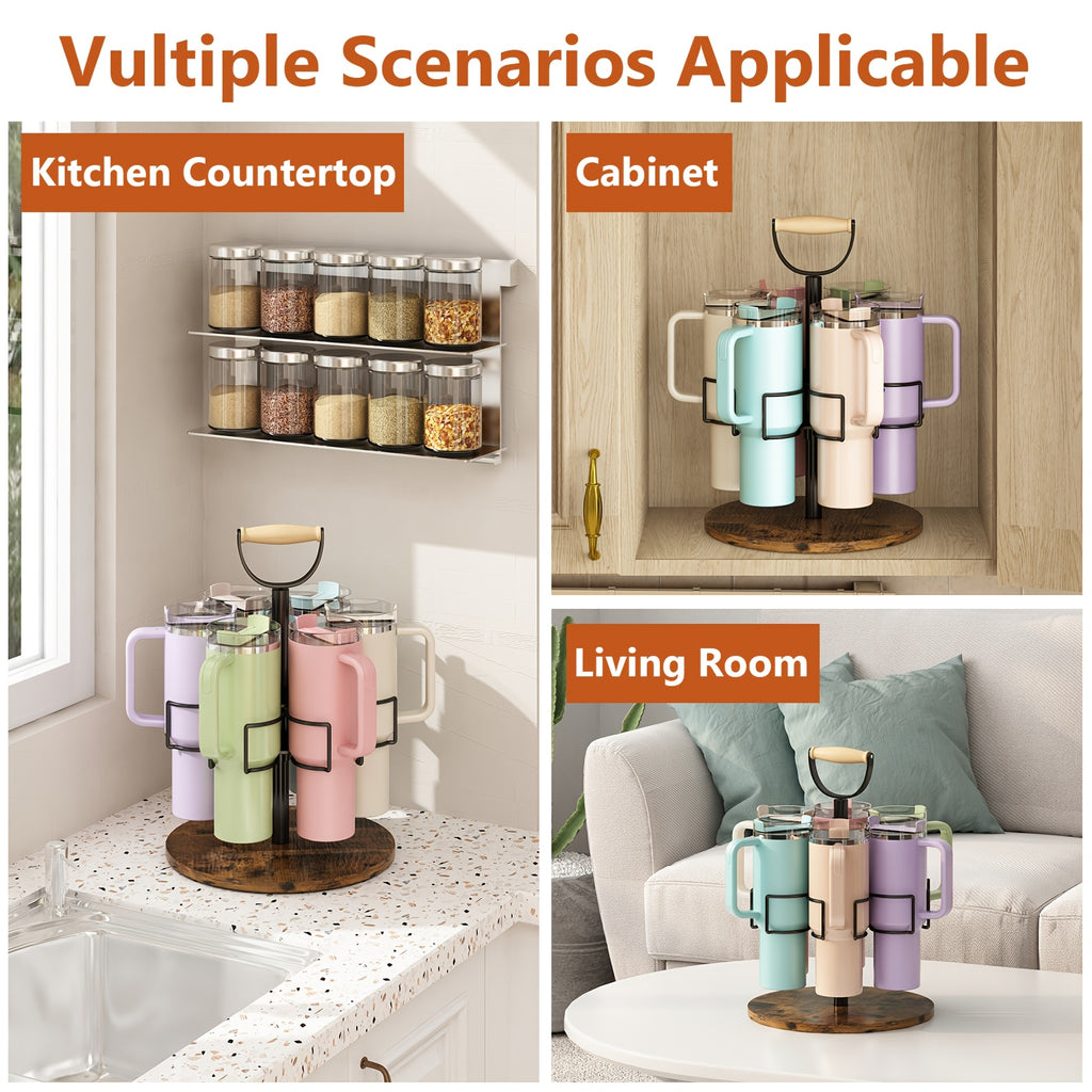 Rotatable Cup Holder, Water Bottle Organizer for Tumbler with Handle, Kitchen Organizers And Storage for Cup Additions, Organizer for Cups