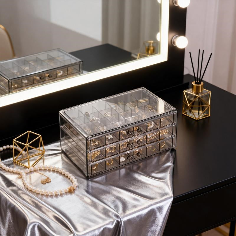 72/120 Layered Jewelry Storage Boxes, Fashionable Acrylic Jewelry Storage Boxes, Suitable for Storing Earrings, Necklaces, Bracelets, Rings, Bracelets, Watches and Other Jewelry. Large-capacity Designed Accessory Storage Boxes, the First Choice for C