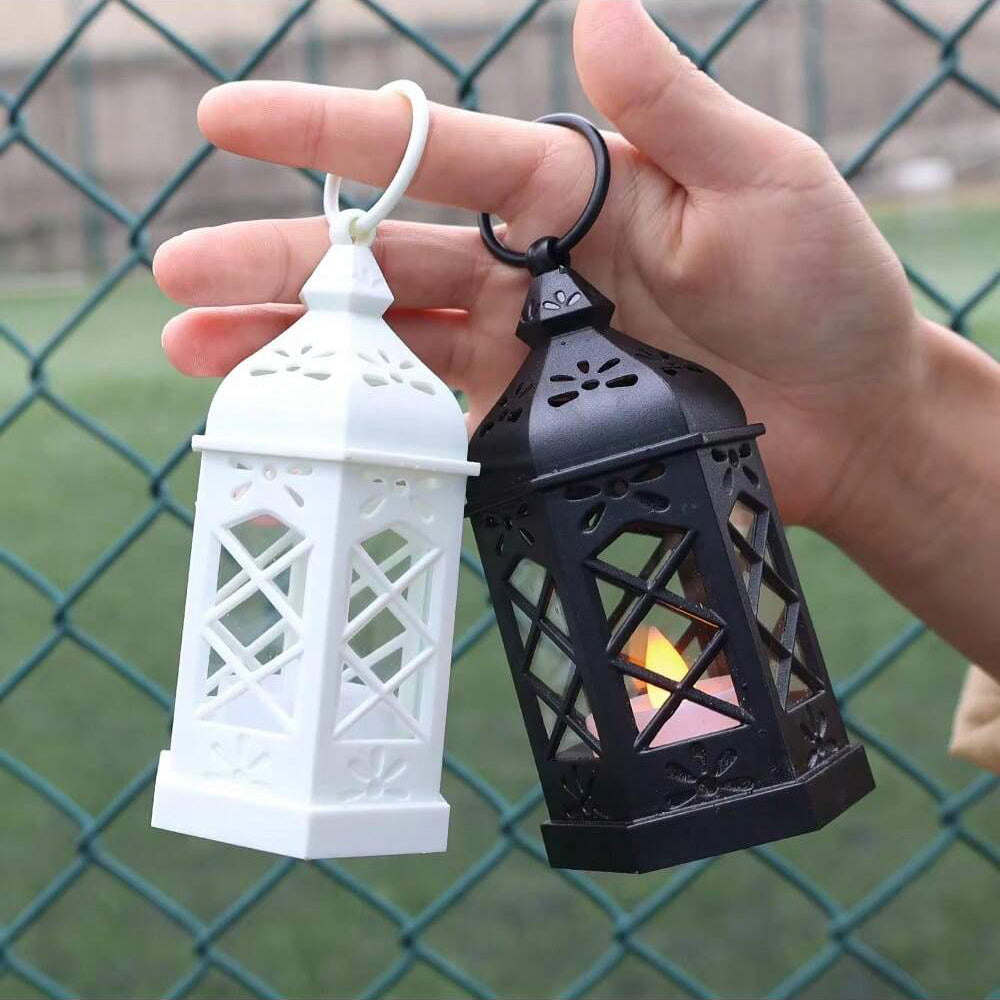 LED Lanterns Set of 12, Moroccan Style Decorative Candle Lanterns with Hanging Rings for Wedding Table Centerpieces, Christmas and Halloween Decor