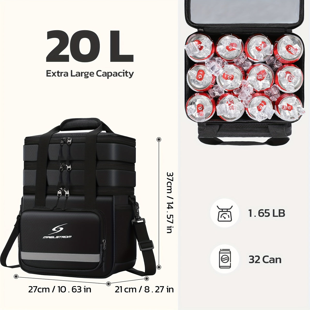 Insulated Leakproof Lunch Cooler Bag for Men & Women - Durable Polyester Square Lunch Tote with Multiple Compartments, Front Pocket & Side Mesh Pockets, Food-Safe Hand Washable for Office, Picnics, Outdoor Activities, Insulated Lunch Bag, Meal Prep Storag