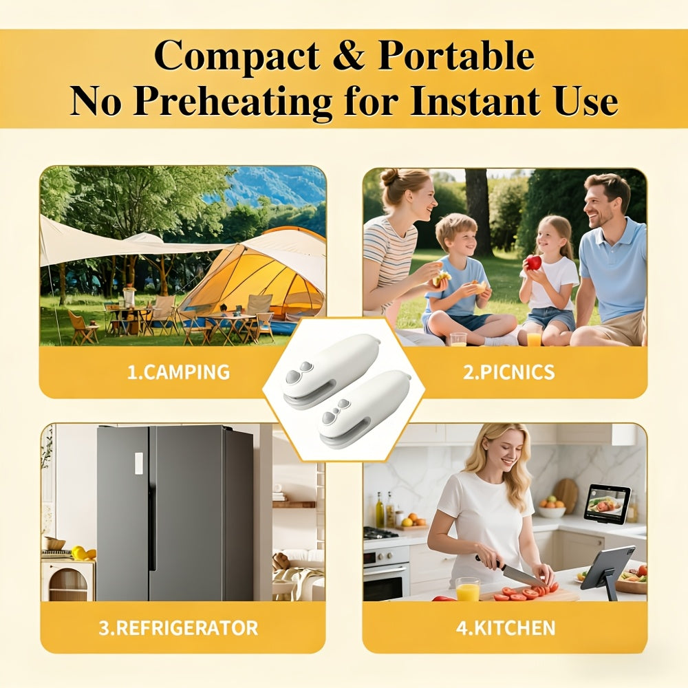 Buy 1 Get 1 Free, Total Of 2pcs Mini Bag Sealer, USB-C Rechargeable Bag Sealer, 2 In 1 Bag Sealer Heat Seal With Cutter And Magnet, Mini Bag Resealer Machine For Plastic Bags Snack Bags, Snacks Bag Sealer, Heat Sealer