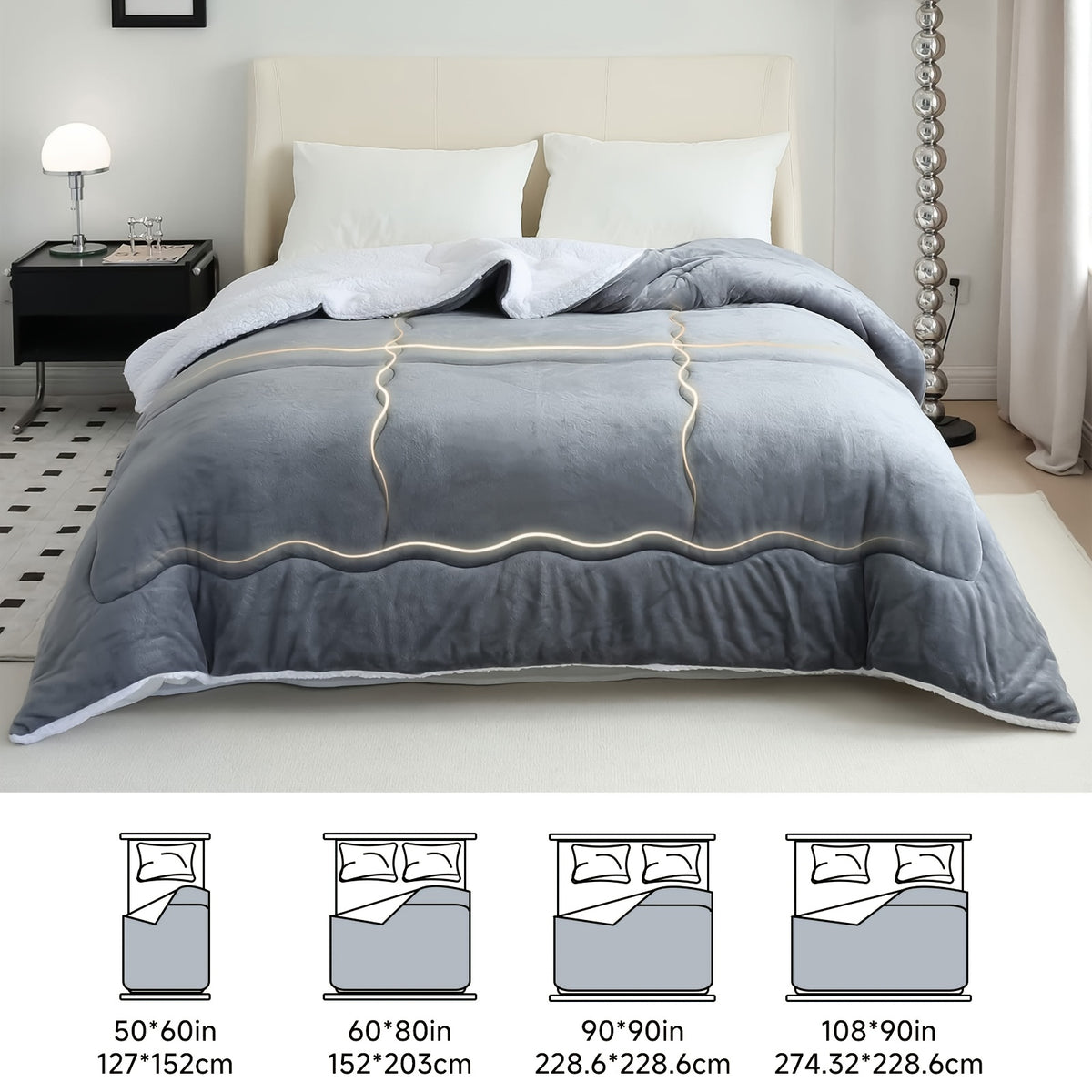 Sheep Blanket Single Bed Size Extra Thick Plush Flannel Blanket for Sofa and Bed, Microfiber Lightweight Reversible Soft Cozy Warm Luxury Bed Blanket