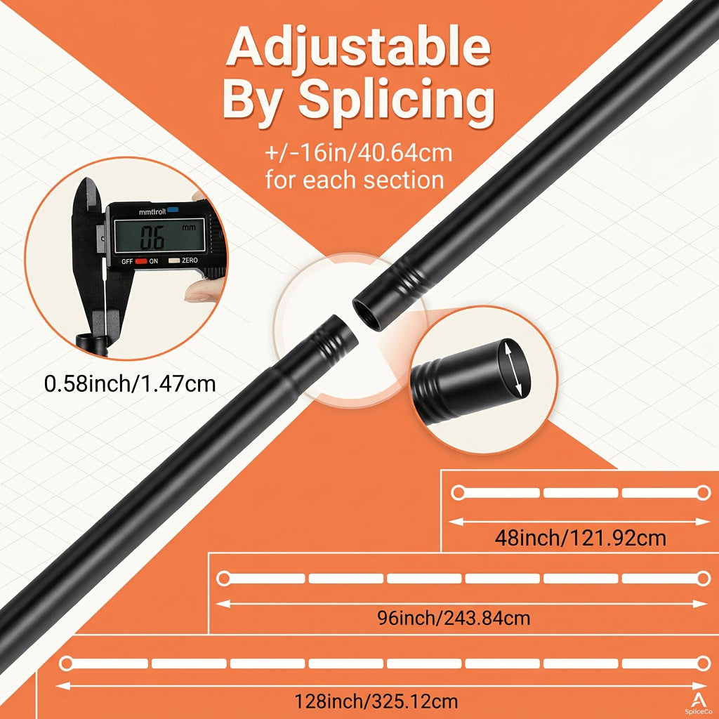 Curtain Rods No Drilling for Windows Set 32 to 48 Inch, 5/8 Inch Diameter Drapey Pole with No Drill Curtain Rod Brackets, Renter Friendly Cortineros Para Ventanas with Adhesive Holder Hook (Black)