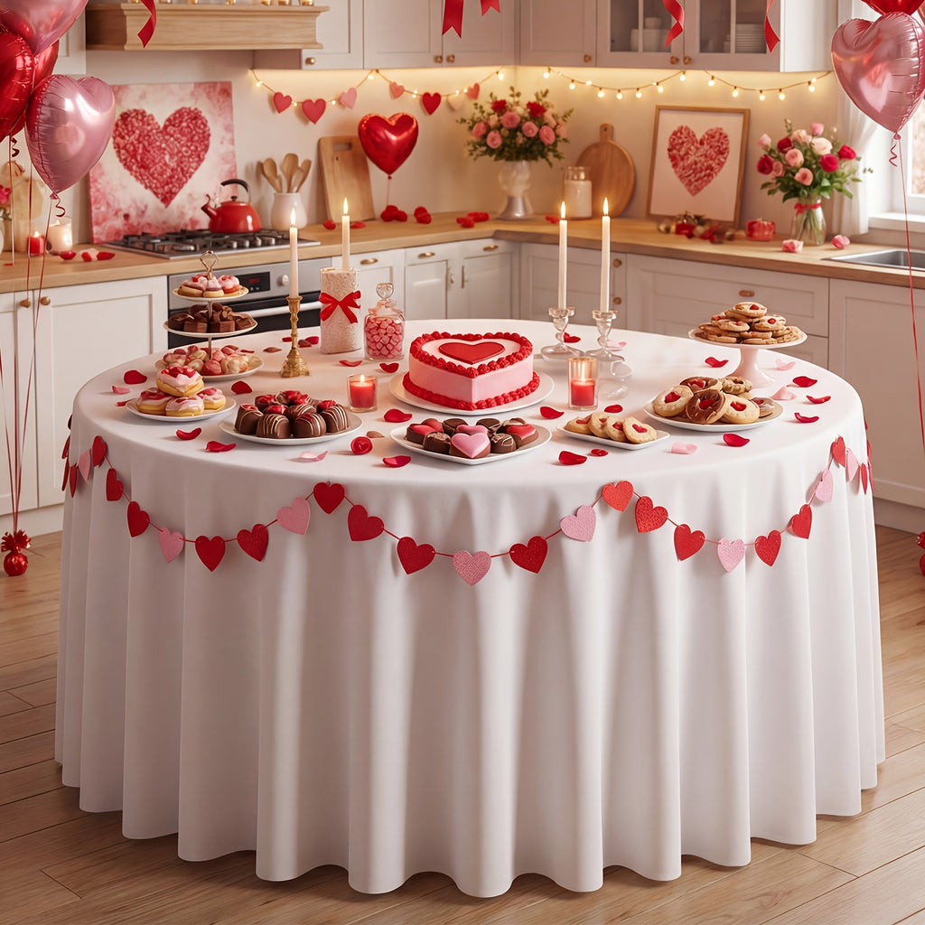 WHONLINE 6/10pcs Round Tablecloth 90/120 Inch, White/Black, Table Cloth, Washable Polyester Table Cover for Dining Tables, Buffet, Parties And Camping, for Weddings, Graduation, Summer Party