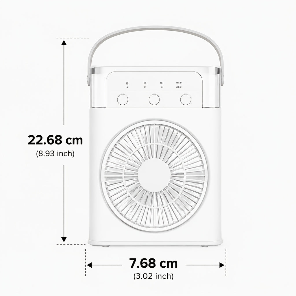 Portable USB Mist Fan With A Powerful 3300mAh Rechargeable Battery, Three Wind Speeds And Two Mist Modes, Comes With A Seven-color LED Mood Light And Timer Function, Perfect For Bedrooms, Offices, Dorms, And Camping To Help Ease The Summer Heat.
