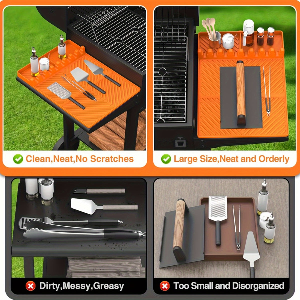 Blackstone Silicone Griddle Tools - Spatula Mat with Drip Pad, Grill Utensil Holder, Side Shelf Mat for Kitchen, Cooking, Countertop, Griddle Additions