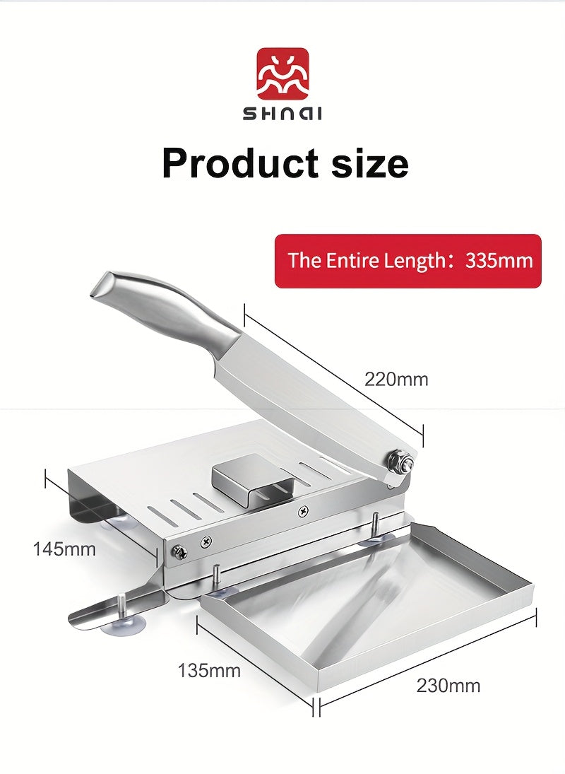 Stainless Steel Manual Slicer Meat Cutter Cutter Slicing Knife Easy To Clean Stainless Steel Manual Meat Cutter Suitable For Frozen Beef, Vegetables And Bones, Ideal Kitchen Gadget