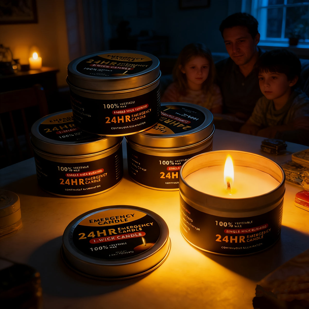 4pcs Long-Lasting 96-Hour Burn Time Unscented Soy & Palm Wax Candles in Metal Containers - 80g Each, 24-Hour Continuous Burn, Indoor/Outdoor Use for Camping, Hiking, Emergency Lighting, Holiday Decor (Halloween, Christmas, Easter