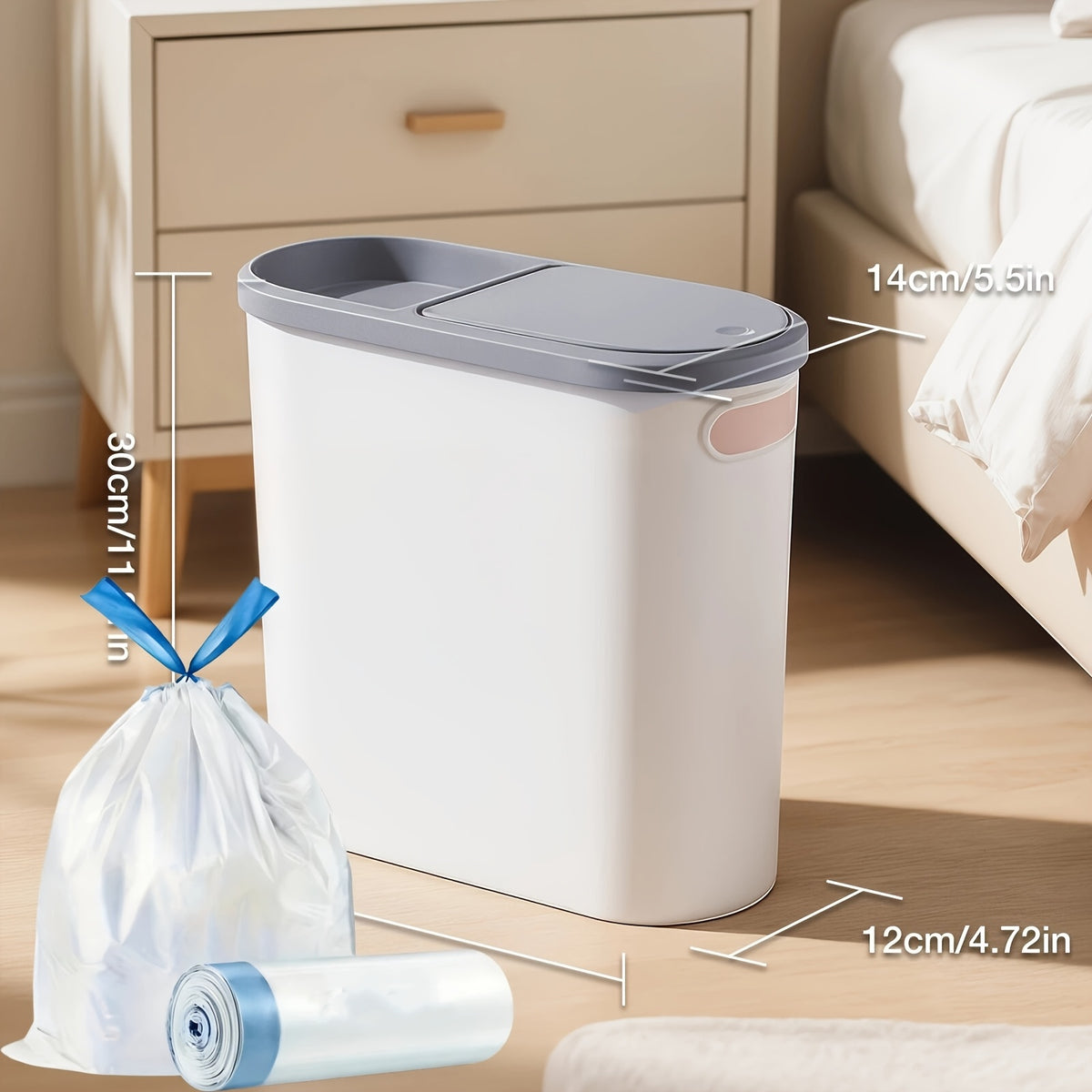 2/1pc Bathroom Trash Can, Compact And Durable Plastic Wastebasket With Built-in Handles, Easy To Clean, Rustproof, Space-Saving Design, Ideal For Small Spaces In Bathroom, Laundry, And Home Office