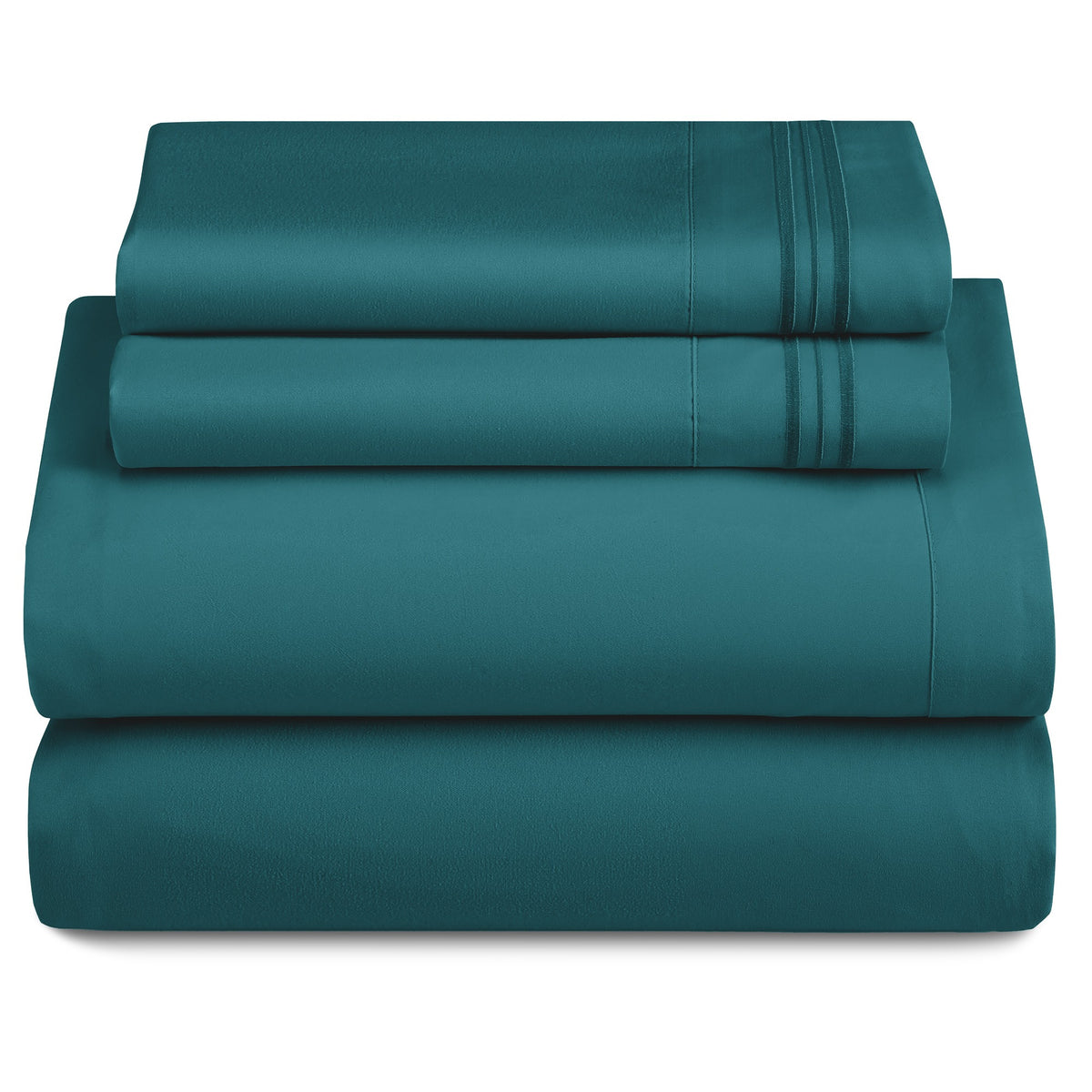 Lux Decor 4 Pieces Solid Bedsheets - 1800 Series Stylish Comfy Bedding Sheet Set - Hotel Luxury Skin Friendly Cooling Sheets & Embroidered Pillowcases Without Filler - Classic Collection With 16 Inches Deep Pocket Room decor - Shrinkage & Fade Resistant