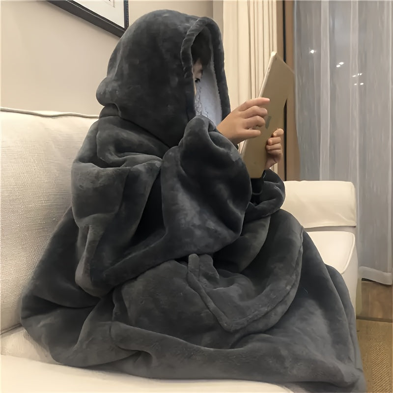 1pc Ultra-Soft Reversible Sherpa Fleece Hoodie Blanket With Kangaroo Pocket - Cozy Wearable Snuggle Sweatshirt, Machine Washable, Perfect New Year Gift, Valentine'S Day Gift TV Nights, And Outdoor Activities, Good For Christmas Present