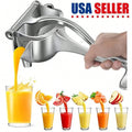 Manual Citrus Juicer Press, Silver Aluminum Alloy Fruit Squeezer with Filter and V-Shaped Pouring Outlet for Lemon Lime Orange Juice and Home Cocktails