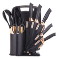 Kitchen Knife and Utensil Set, 19-Piece Collection with Non-Stick Knives, Wooden Handles, Silicone Cooking Tools, Cutting Board, Scissors and Holder