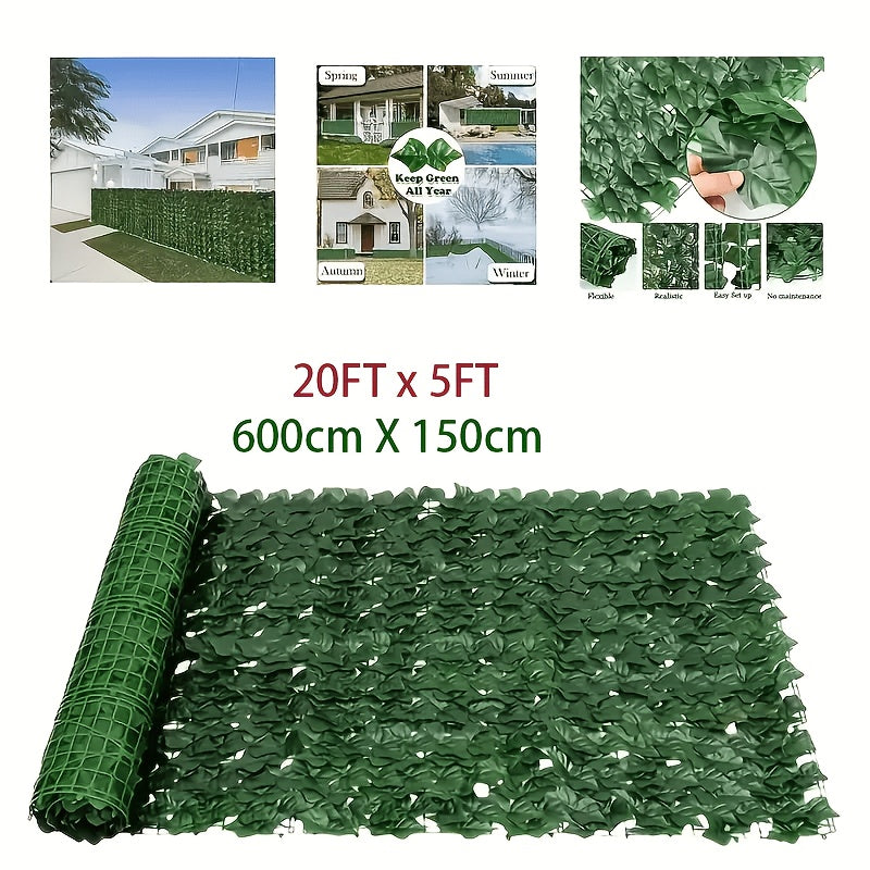 60X120in Artificial Ivy Privacy Fence Screen: Realistic UV-Anti Faux Ivy Hedge Panel, Indoor And Outdoor Decor for Patio, Garden, Balcony, And Fence Cover