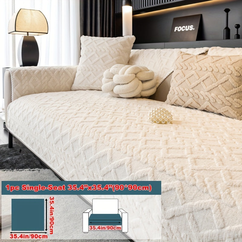 1pc Plush Sofa Mat, Pet Dog Friendly Sofa Cover, Couch Cover Plush And Delicate Soft Anti Slip Protection Sofa, Bedroom, Office, Living Room Decoration, Home Decoration Local Warehouse Send Out Goods