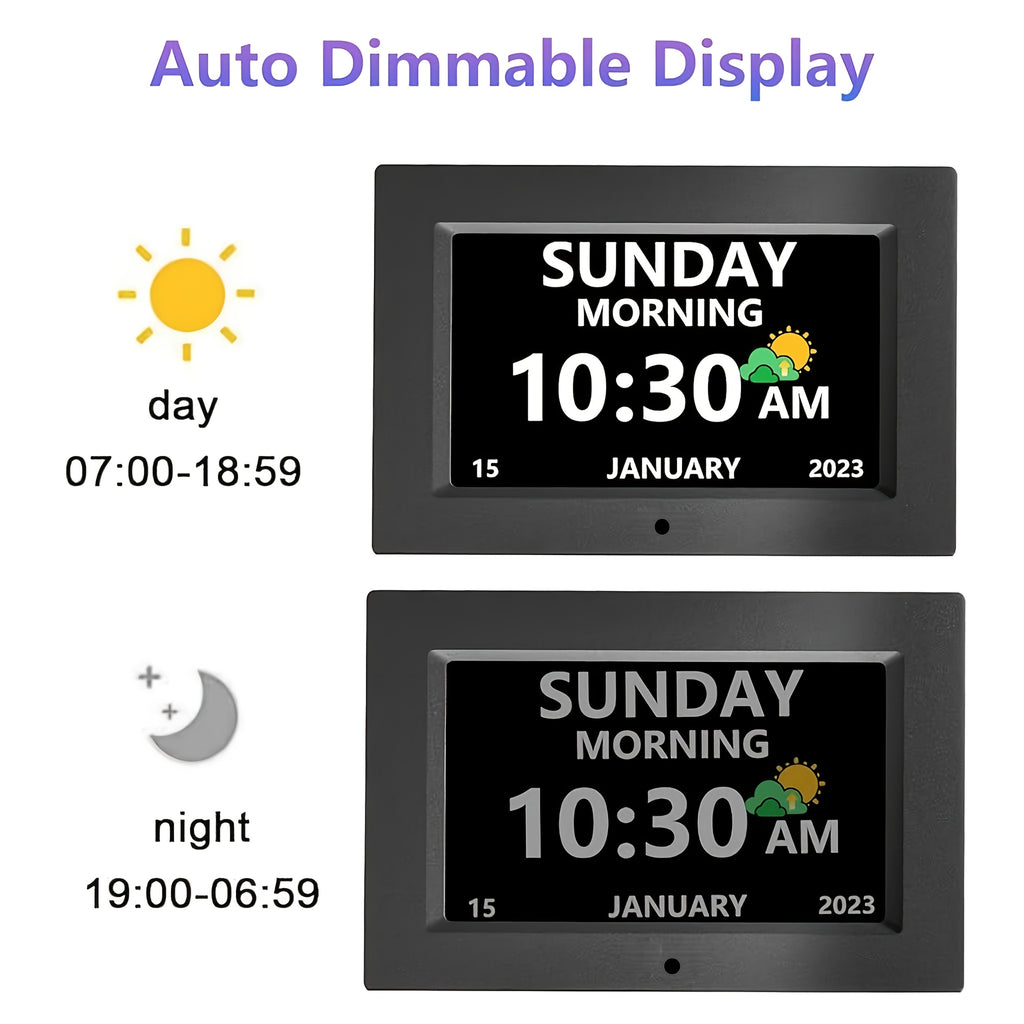 Clock with Day And Date for Elderly Large Display Digital Clock 12 Alarms 3 Medicine Reminders Large Font Dementia Clocks Alarm Clock for Seniors Day Clock