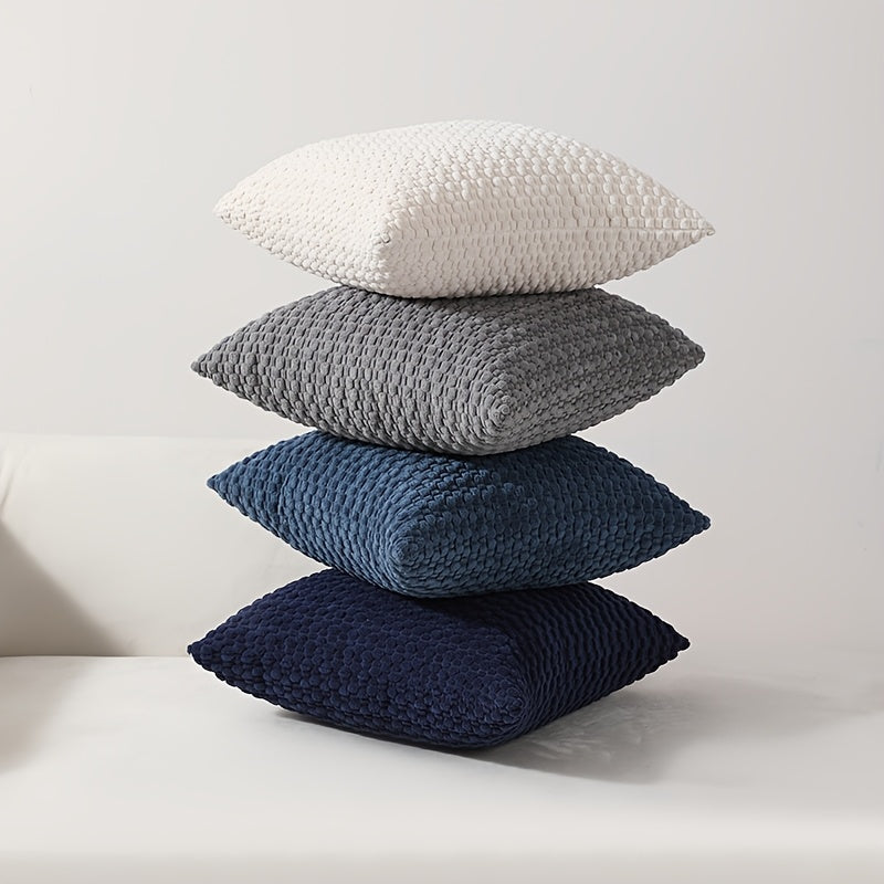 4 Soft Velvet Modern Double-Sided Design Sofa Pillowcases, Office Chair Backrest Pillowcases, Bedside Cushion Covers, And Machine-Washable Sofa And Bed Decorative Cushion Covers
